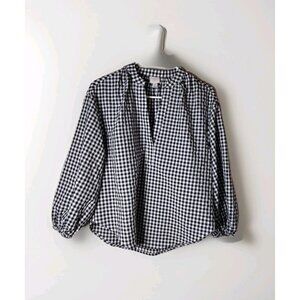 A New Day Top XS Checkered Elastic Cuff Vneck